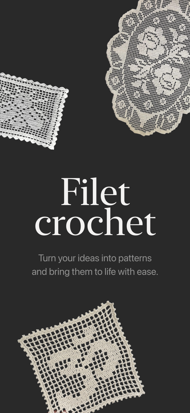 Filet crochet projects created with Fileika