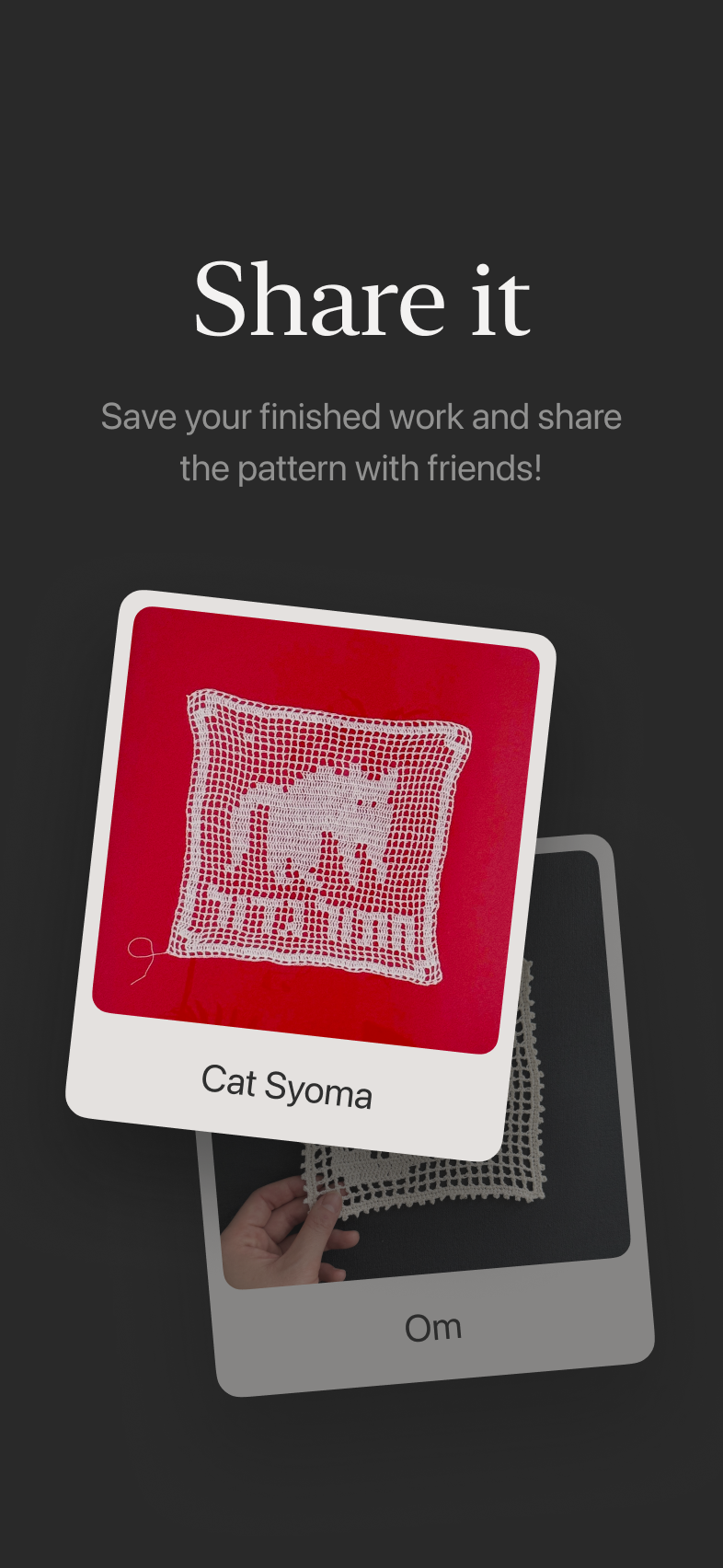 Save and share finished filet crochet projects with Fileika